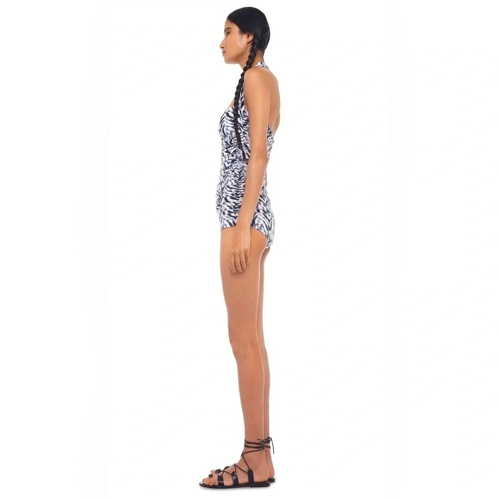 NWT Norma Kamali Bill Mio One Piece Swimsuit Chevron Zebra